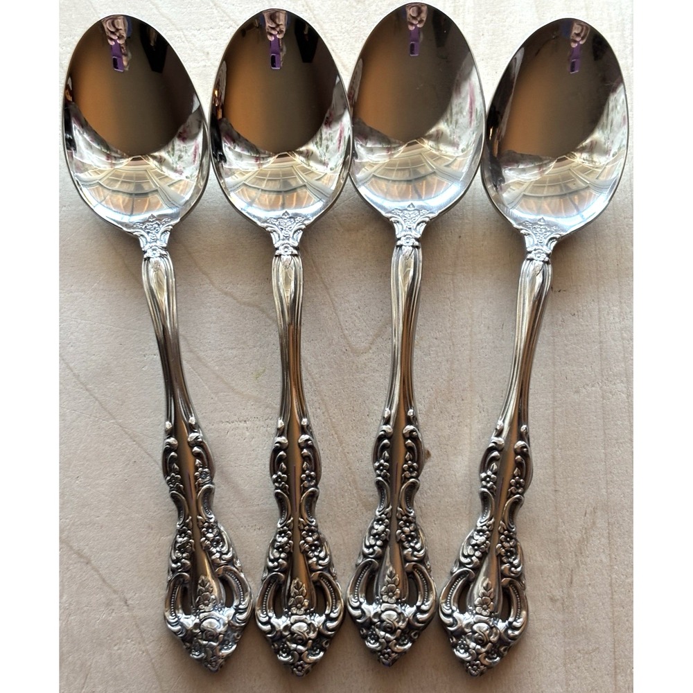 Oneida Michelangelo Stainless Flatware Cube LOT of 4 Soup Spoons 6 1/2"